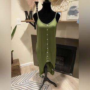 Green button down High Low  maxi dress